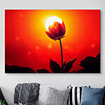Wandbilder Rote Blume mit der Sonne im Hintergrund