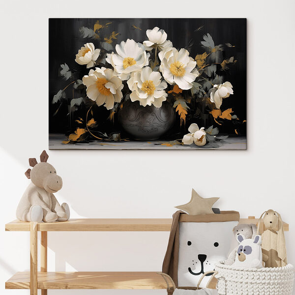 Gemälde mit weißen Blumen in einer Vase Wandbilder Gemälde mit weißen Blumen in einer Vase