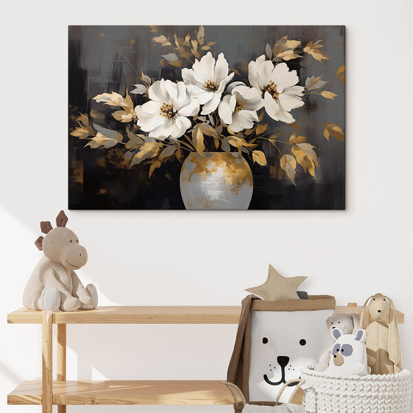 Gemälde mit weißen Blumen in einer Vase Wandbilder Gemälde mit weißen Blumen in einer Vase