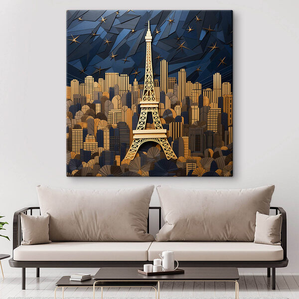 Eiffelturm inmitten einer Stadtlandschaft aus Papier Wandbilder Eiffelturm inmitten einer Stadtlandschaft aus Papier