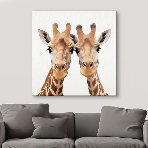 Zwei neugierige Giraffengesichter Seite an Seite Wandbilder Zwei neugierige Giraffengesichter Seite an Seite