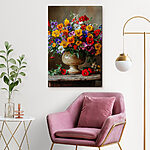 Wandbilder Vase mit bunten Blumen