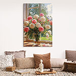 Wandbilder Vase mit Blumen vor einem Fenster