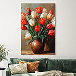 Wandbilder Gemälde von Blumen in einer Vase