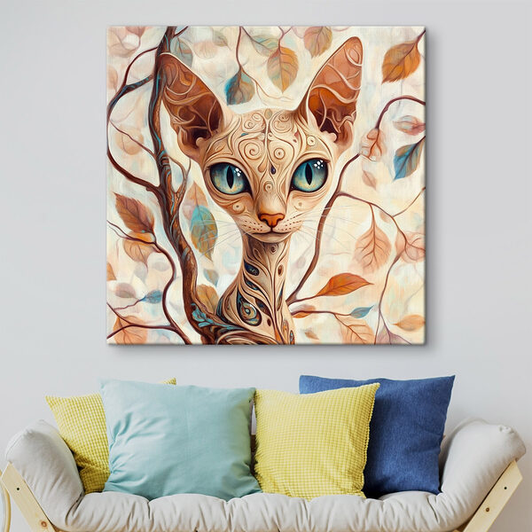 Katze mit einer Tätowierung auf dem Kopf Wandbilder Katze mit einer Tätowierung auf dem Kopf
