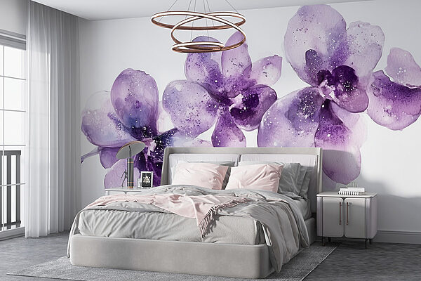 Gruppe violetter Blumen Fototapeten Gruppe violetter Blumen