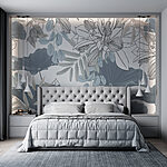 Fototapeten Florales Muster mit Blättern und Blumen