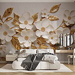 Fototapeten Elegantes florales Design auf strukturiertem Hintergrund