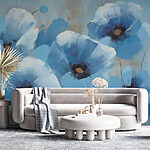 Fototapeten Malerei von blauen Blumen