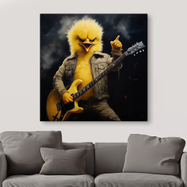 Person im Hühnergewand spielt Gitarre Wandbilder Person im Hühnergewand spielt Gitarre