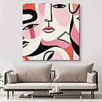 Wandbilder Gruppe von Gesichtern auf einer weißen Fläche gemalt