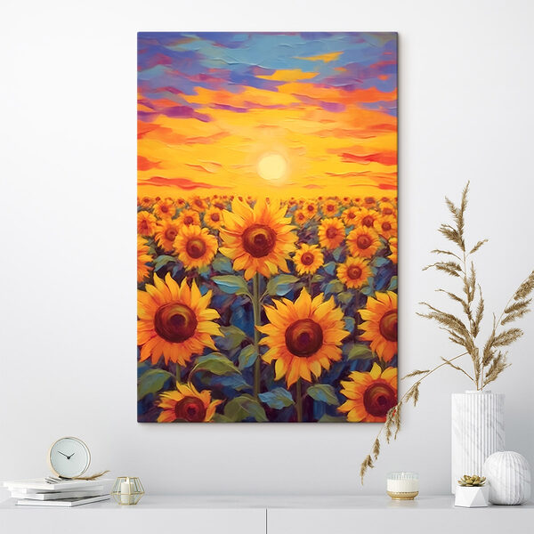 Gemälde von Sonnenblumen auf einem Feld Wandbilder Gemälde von Sonnenblumen auf einem Feld