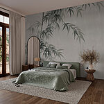 Fototapeten Bambus mit Blättern darauf