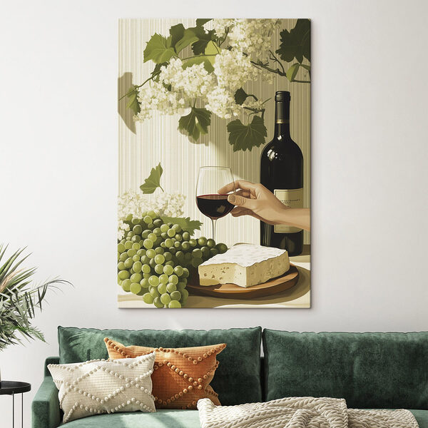 Eine Hand hält ein Glas Wein neben einer Flasche Wein Wandbilder Eine Hand hält ein Glas Wein neben einer Flasche Wein