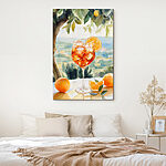 Wandbilder Glas mit Eis und Orangen