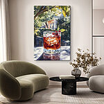 Wandbilder Glas mit Eis und Kirschen