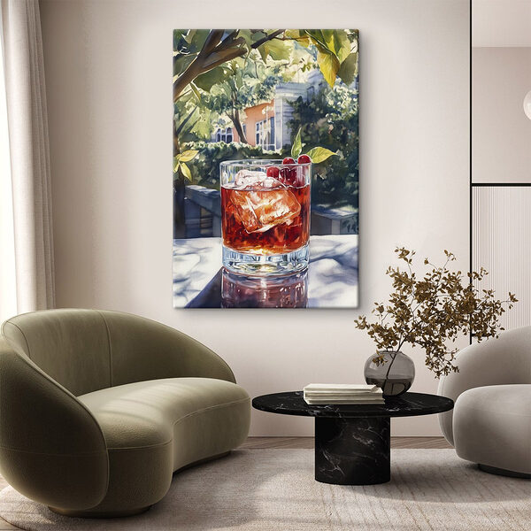 Glas mit Eis und Kirschen Wandbilder Glas mit Eis und Kirschen