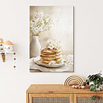 Wandbilder Stapel von Pfannkuchen mit Blumen obenauf