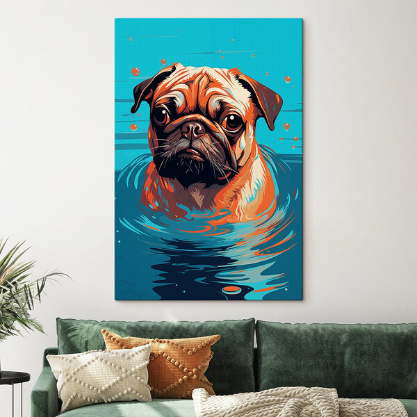 Hund im Wasser mit Blasen Wandbilder Hund im Wasser mit Blasen