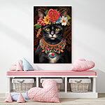 Wandbilder Katze mit Blumenkrone