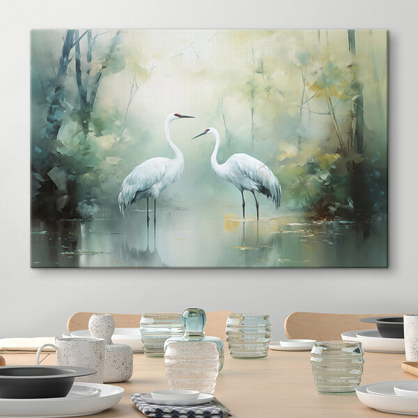 Wandbilder Wandbilder Ein paar weiße Vögel in einem Teich (Artikelnummer: s43166)