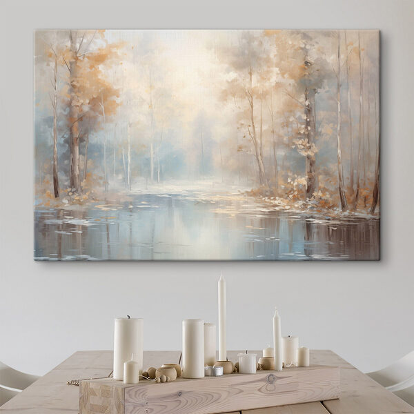 Wasser mit Bäumen und Blättern Wandbilder Wasser mit Bäumen und Blättern