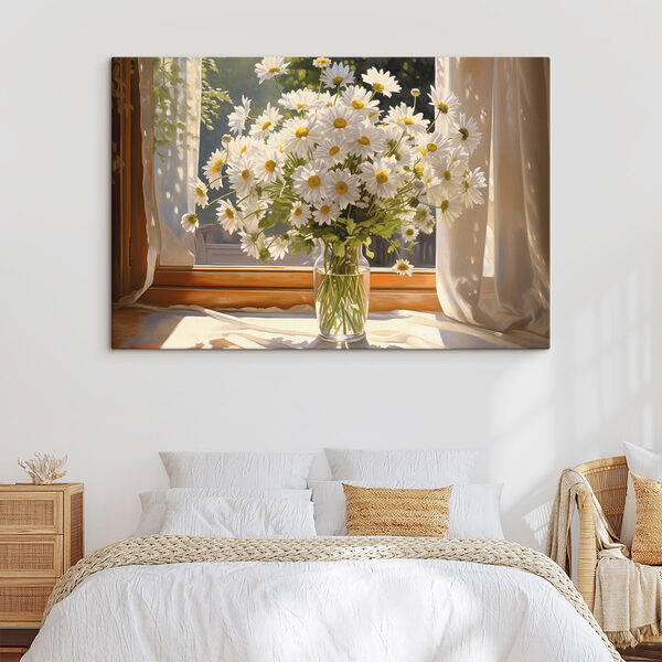 Blumenstrauß aus Gänseblümchen in einer Glasvase Wandbilder Blumenstrauß aus Gänseblümchen in einer Glasvase
