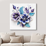 Wandbilder Blaue und weiße Blumen