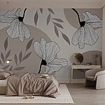 Fototapeten Elegantes florales Muster mit sanften Linien.