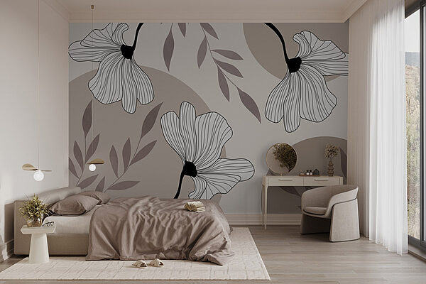 Elegantes florales Muster mit sanften Linien Fototapeten Elegantes florales Muster mit sanften Linien