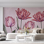 Fototapeten Gruppe von rosa Blumen