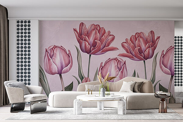 Gruppe von rosa Blumen Fototapeten Gruppe von rosa Blumen