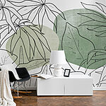 Fototapeten Zeichnung von Blättern und Pflanzen