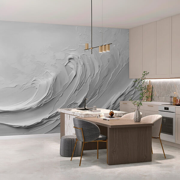 Weiße Wand mit weißen Wellen Fototapeten Weiße Wand mit weißen Wellen