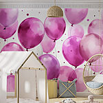 Fototapeten Gruppe von lila und weißen Luftballons