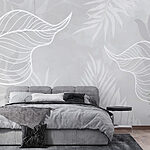 Fototapeten Weiße Blätter auf grauem Hintergrund