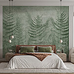 Fototapeten Farnwedel in einer Mauer