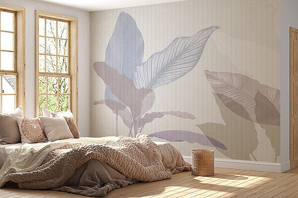 Fototapeten Zarte Blätter in sanften Pastelltönen