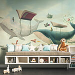 Fototapeten Wale und Wale mit Büchern und ein Buch über sie