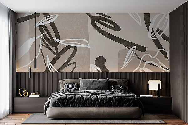 Fototapeten Kunstvolle Linien und Blätter verflechten sich sanft