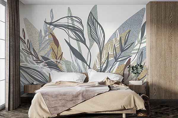 Fototapeten Zarte Blätter in sanften Farbtönen