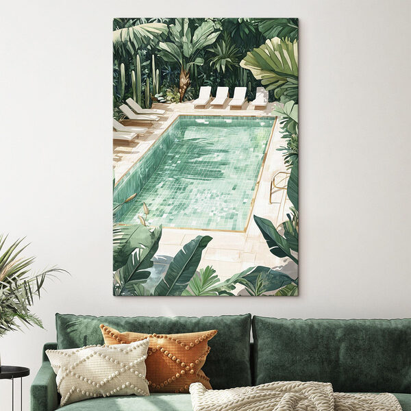 Pool mit Stühlen und Bäumen Wandbilder Pool mit Stühlen und Bäumen