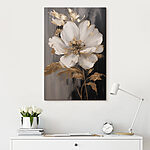 Wandbilder Elegante weiße Blume auf dunklem Hintergrund