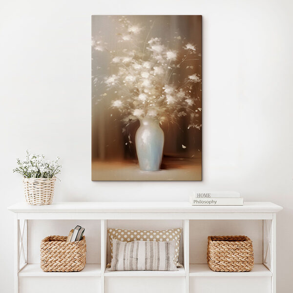 Weiße Vase mit weißen Blumen Wandbilder Weiße Vase mit weißen Blumen