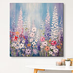 Wandbilder Gemälde mit Blumen auf blauem Hintergrund