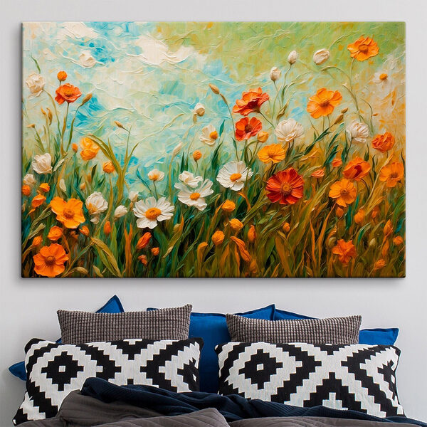 Gemälde von Blumen auf einem Feld Wandbilder Gemälde von Blumen auf einem Feld