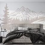 Fototapeten Zeichnung einer Bergkette