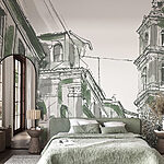 Fototapeten Zeichnung eines Gebäudes mit Glocken