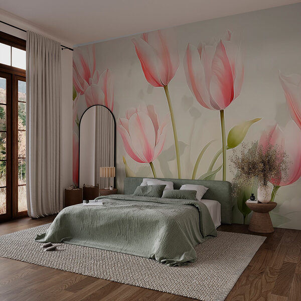 Gruppe von rosa Blumen Fototapeten Gruppe von rosa Blumen