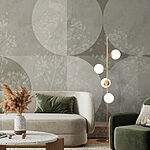 Fototapeten Grauer und weißer Hintergrund mit Kreisen und Blumen